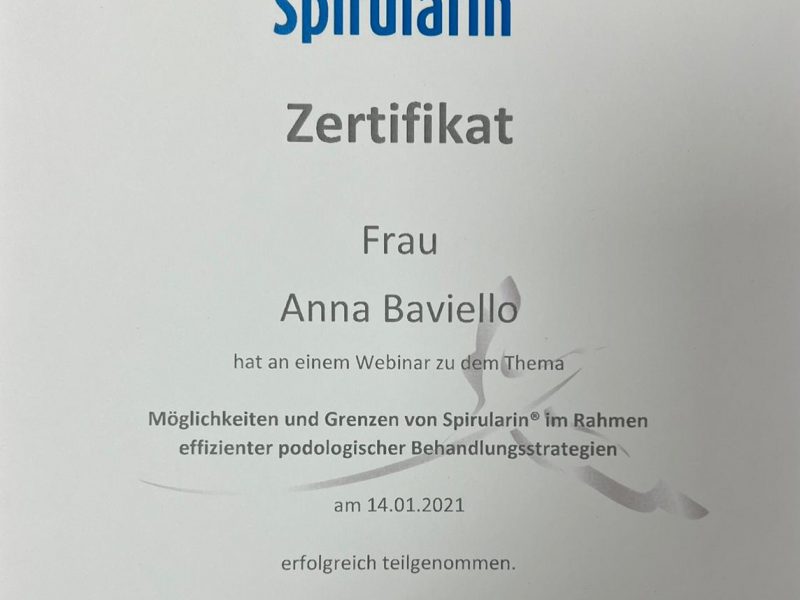 Spirularin Zertifikat